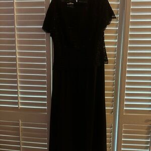 Talbots Black Lace Maxi Dress with Short Sleeves